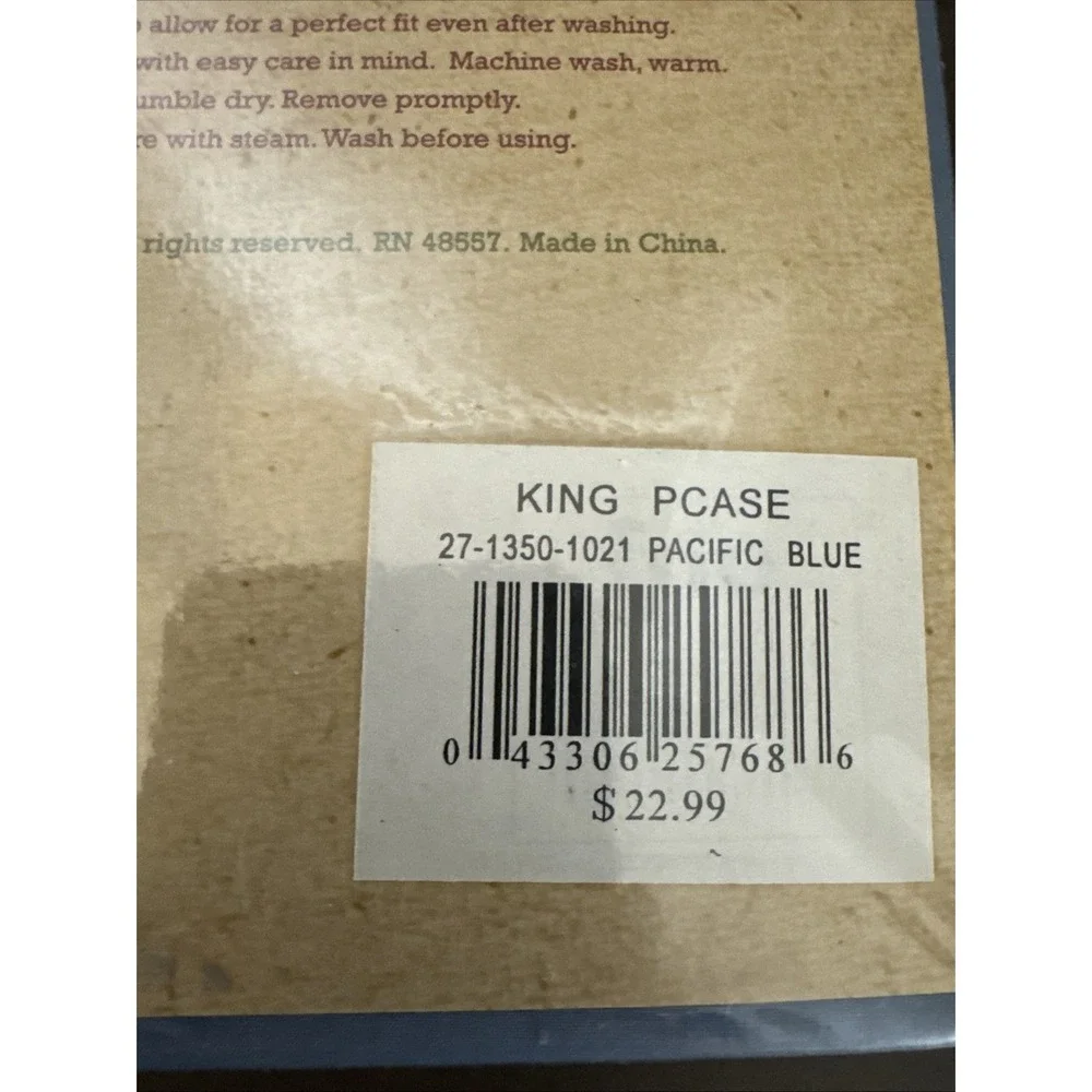 Sierra Home Collection  Egyptian MERVYN'S NIP 2 King ‎ Pillow Cases BLUE